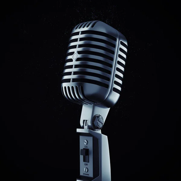 Retro Microphone Stage Waves Voice American Bar Restaurant Night Show — Stock Photo, Image
