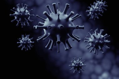 Coronavirus 2019-nCov romanı Coronavirus konsepti Asya gribi salgını ve koronavirüs gribi salgını için sorumludur. Mikroskop virüsü yaklaşıyor. 3d oluşturma.