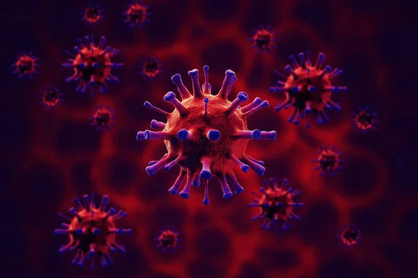 Coronavirus 2019-nCov novel coronavirus concept resposible for asian flu outbreak and coronaviruses influenza as dangerous flu strain cases as a pandemic. Microscope virus close up. 3d rendering.