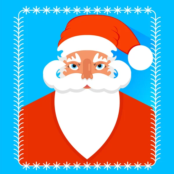 Carte postale portrait du Père Noël, design plat . — Image vectorielle