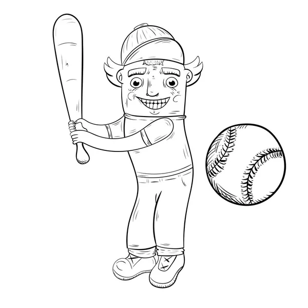 Cartoon giocatore di baseball personaggio — Vettoriale Stock