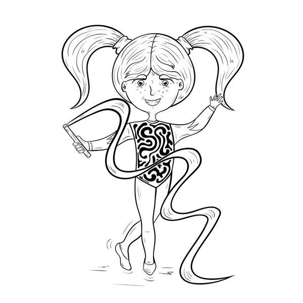 Krásná karikatura dívka gymnastka. — Stockový vektor