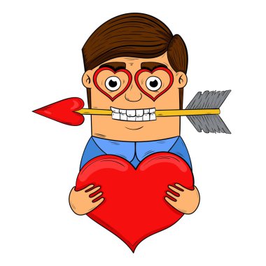 aşık bir kalp eller vektör çizim içinde tutan adam. de