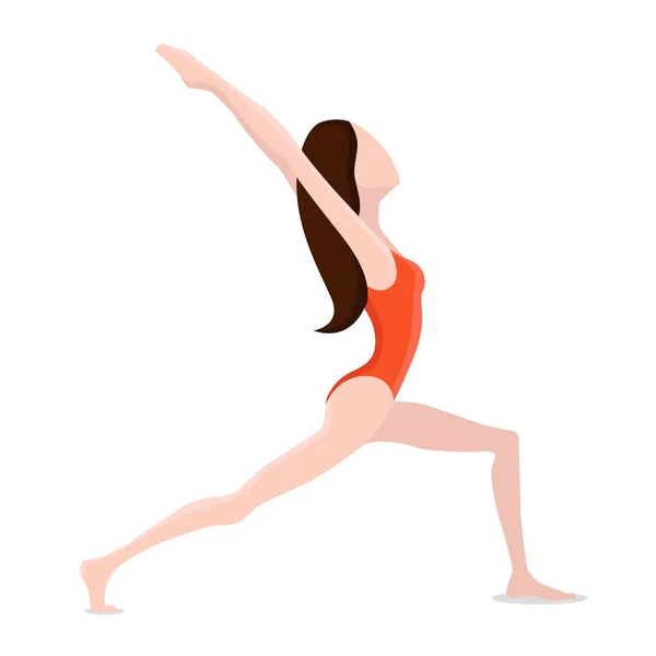 Girl performs stretching exercises vector illustration. — Stock Vector