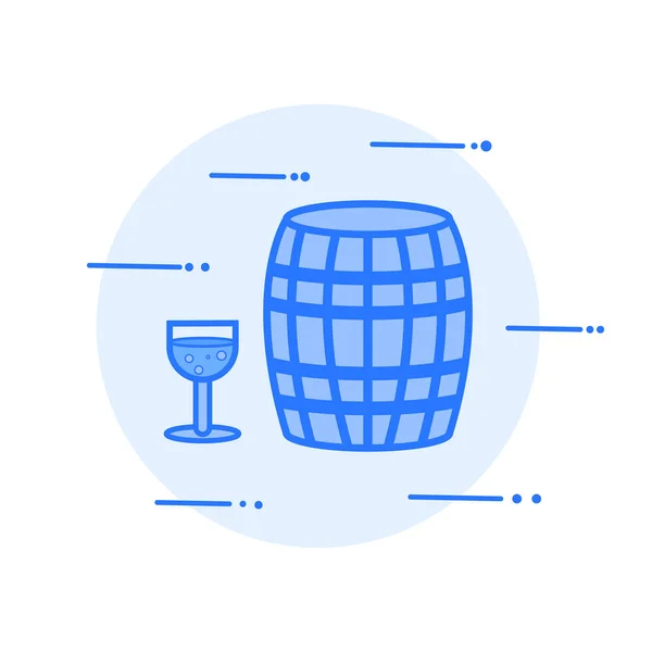 Baril de vin et vecteur de verre icône illustration . — Image vectorielle