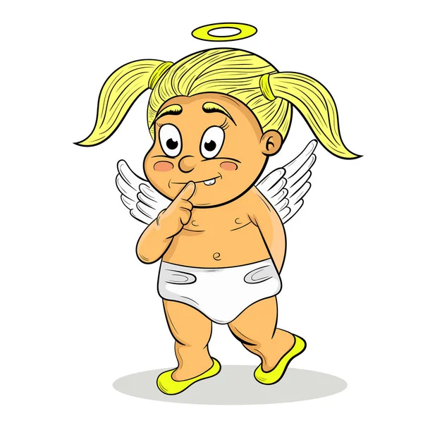 Ilustracja wektorowa postać projekt kreskówka cute shy angel. — Wektor stockowy