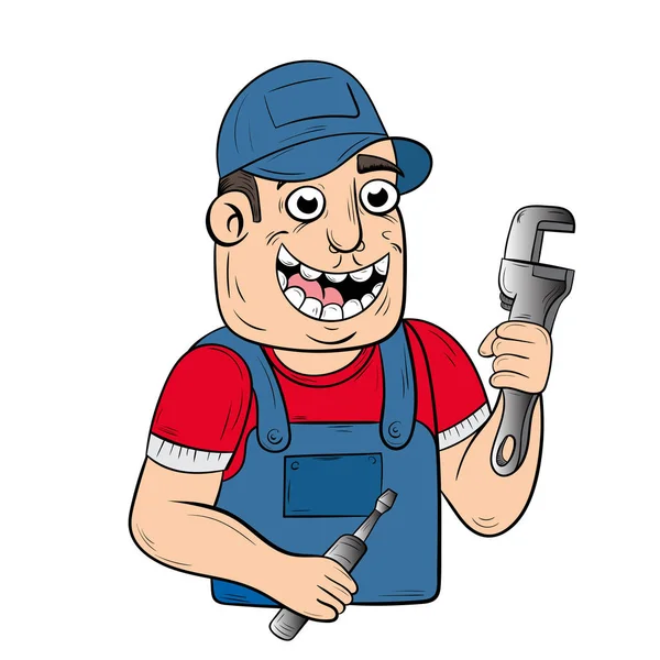 Cartoon of a happy worker — Stock Vector
