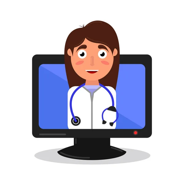 Online medical consultation vector illustration flat icon. — Stock Vector