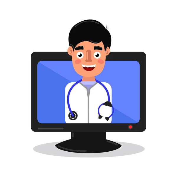 Consejo médico médicos en línea vector ilustración icono plano . — Vector de stock