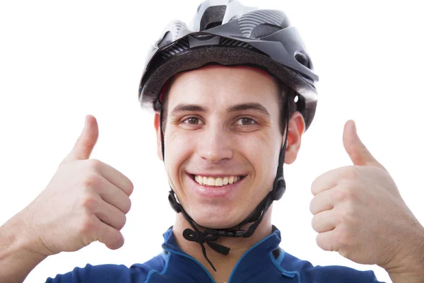 Portrait of happy biker helmet 3 — Stock Photo, Image