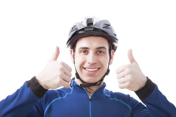 Portrait of happy biker helmet 2 — Stock Photo, Image
