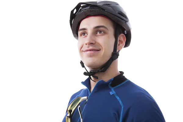 Portrait of happy biker helmet 4 — Stock Photo, Image