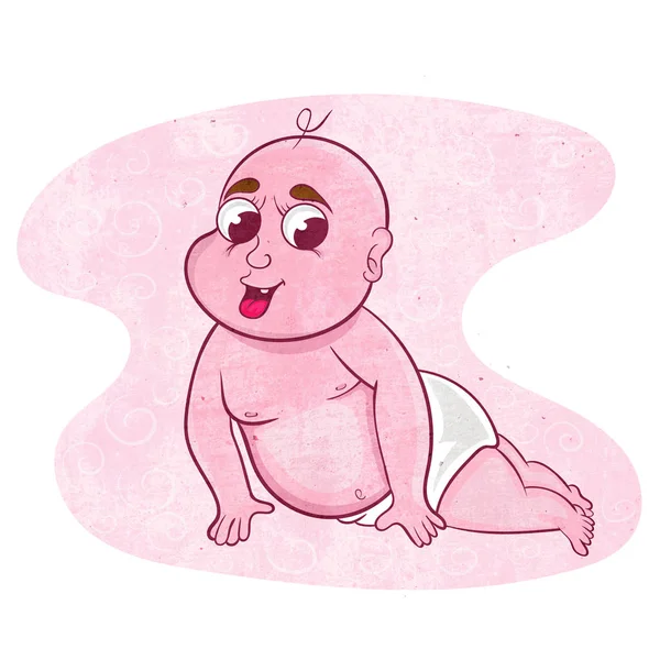 Söta söta tecknade baby i en blöja. — Stockfoto