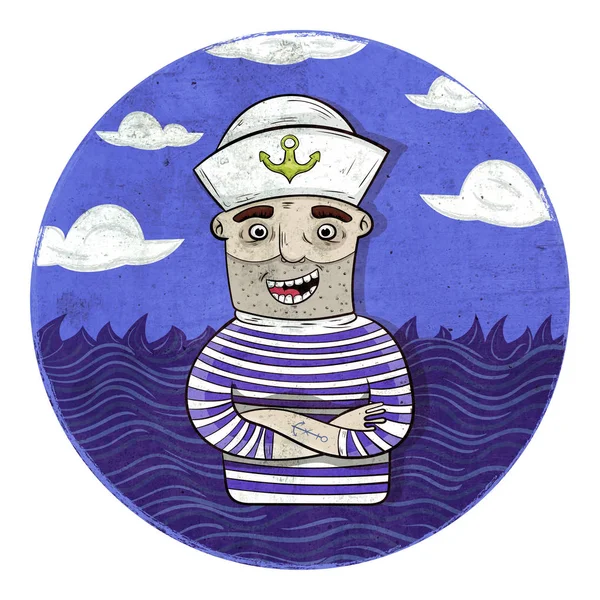 Diseño del personaje Jolly marinero sobre fondo de mar — Foto de Stock