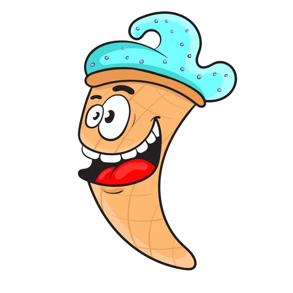Carino divertente cartone animato gelato. character design, illustrazione vettoriale — Vettoriale Stock