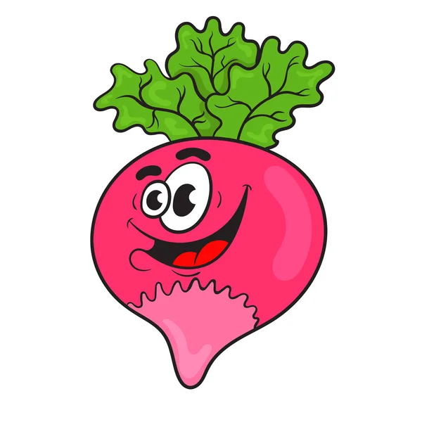 Cute cartoon character funny radish. vector illustration. — Stock Vector