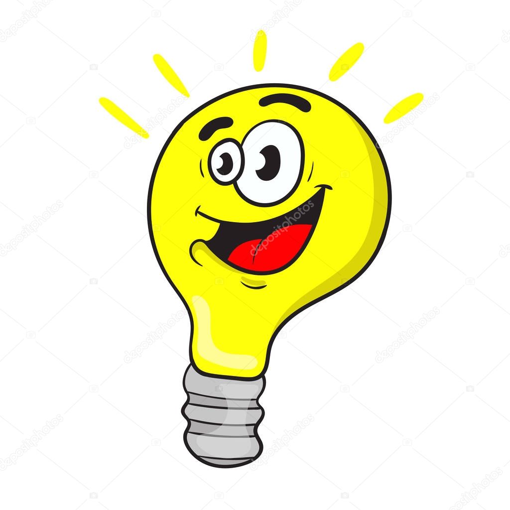 cute cartoon character a light bulb. vector illustration.