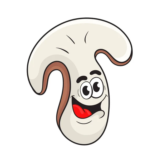Grappige cartoon paddestoel champignon karakter ontwerp vector illust — Stockvector