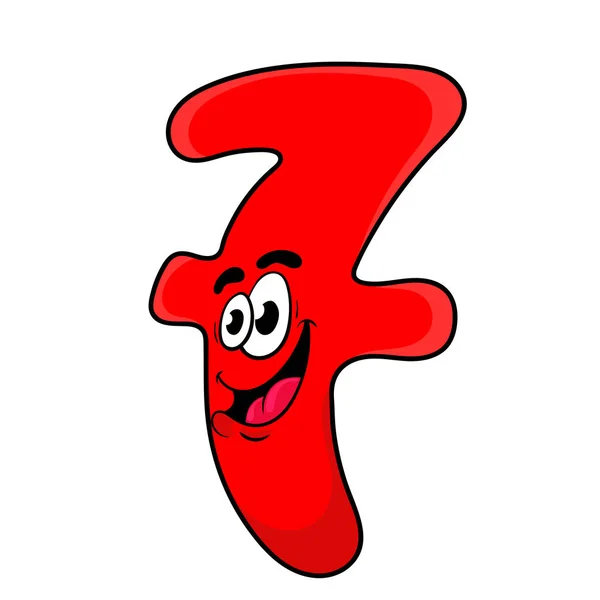 Divertido caricatura roja número siete personaje diseño vector illustrat — Archivo Imágenes Vectoriales