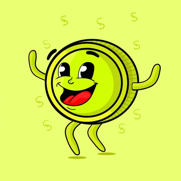 Funny cartoon coin design character.vector illustration — Stock Vector