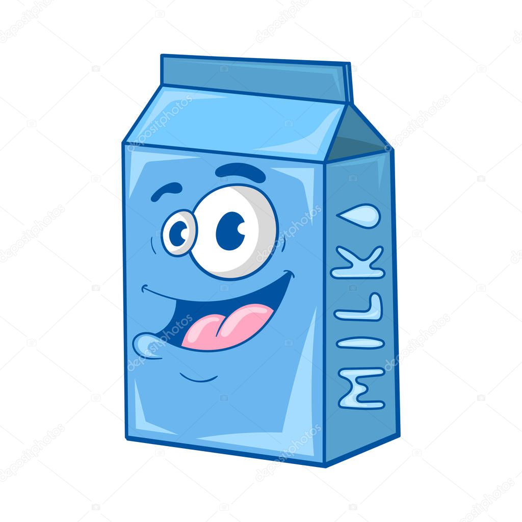 Cartoon milk cartons | Funny cartoon milk carton, vector illustration