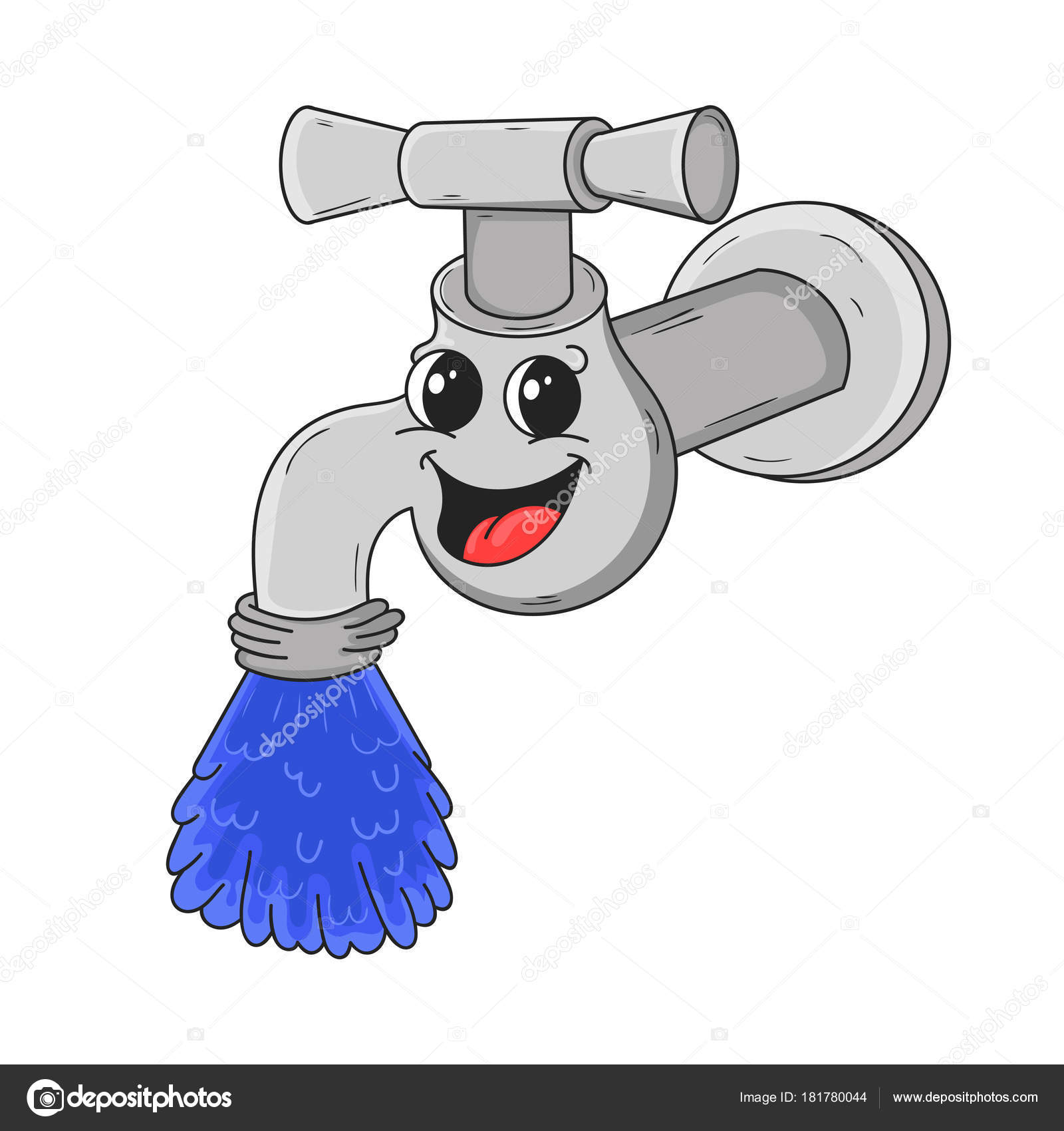 Funny cartoon water faucet, vector illustration Stock Vector Image by