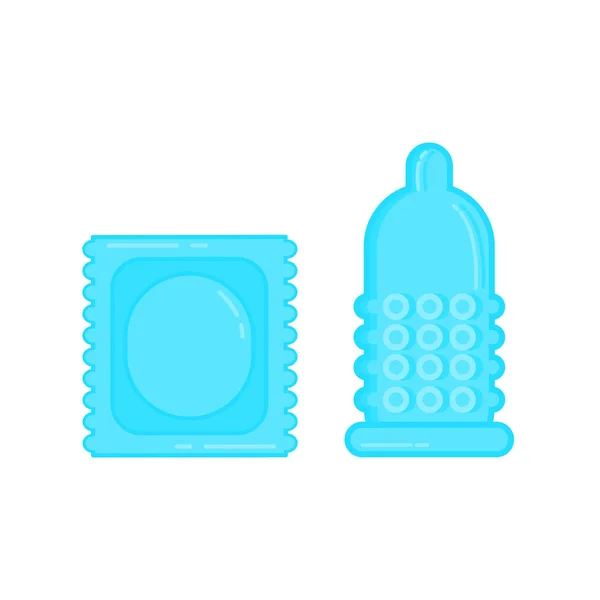 Vector icon a condom and packaging — Stock Vector