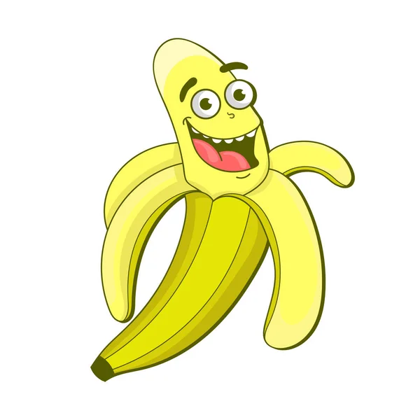 Roztomilý kreslený oloupaný banán. charakter design, vektorový illustratio — Stockový vektor