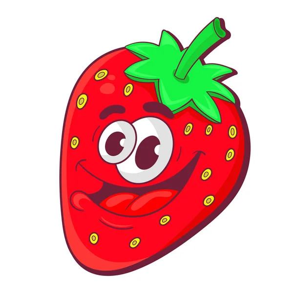 Legrační karikatura zralé jahody. charakter design, vektorové špatně — Stockový vektor