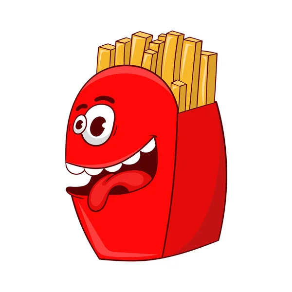 Dibujos animados divertido embalaje con papas fritas vector ilustración — Archivo Imágenes Vectoriales