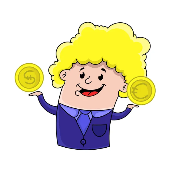 Dibujos animados empresario feliz celebración de un vector de dinero ilustración — Vector de stock