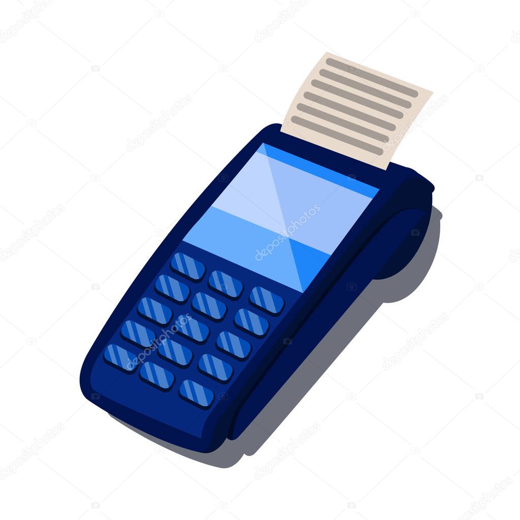 POS payment terminal, isolated on white, vector illustration