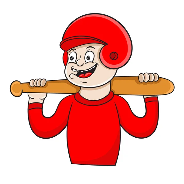 Радостный маленький мальчик позирует с бейсбольной битой — стоковый вектор