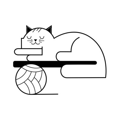kedi uyku, uyku evde beslenen hayvan. vektör karikatür çizim