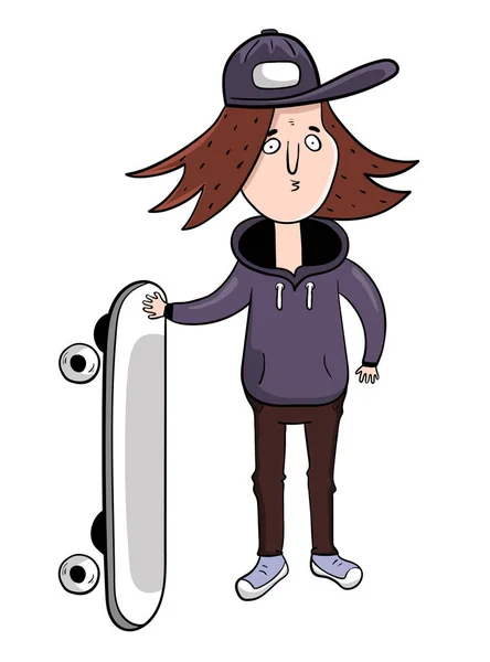 Cartoon Skateboarder Teenager Junge, Vektorillustration — Stockvektor