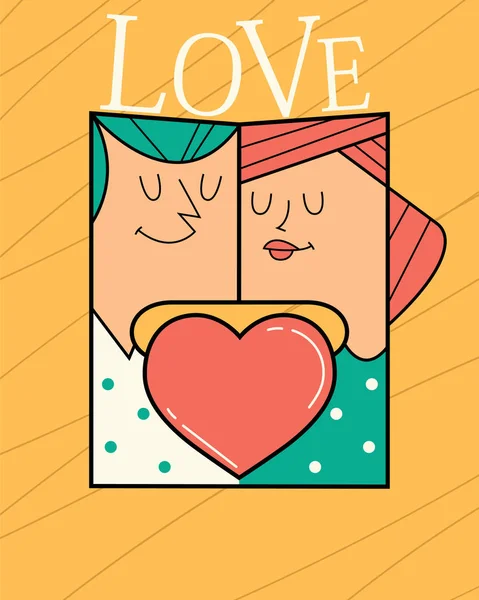 Feliz pareja en el amor, vector de tarjeta de felicitación — Vector de stock