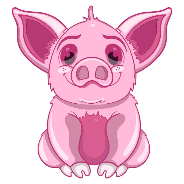 Bastante rosa cerdito, ilustración vector de dibujos animados — Vector de stock