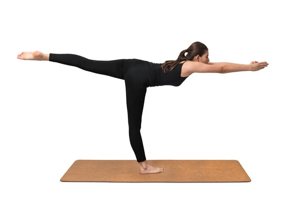 Yoga exercise, young woman pose on yoga mat — Stock Photo, Image