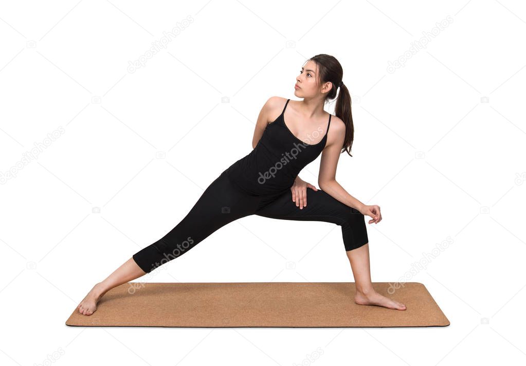 Young woman exercise yoga pose on yoga mat