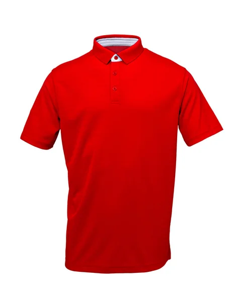 Golf red  tee shirt  with white collar on  white background — Stock Photo, Image