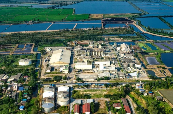 Luftbild Bauernhof Land Reisfelder unter dem Wasser — Stockfoto