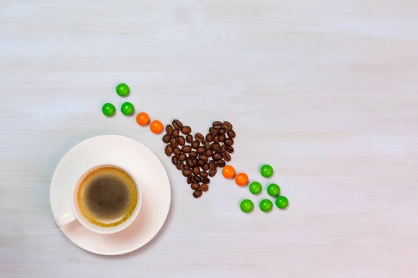 Café y caramelos símbolo de amor —  Fotos de Stock