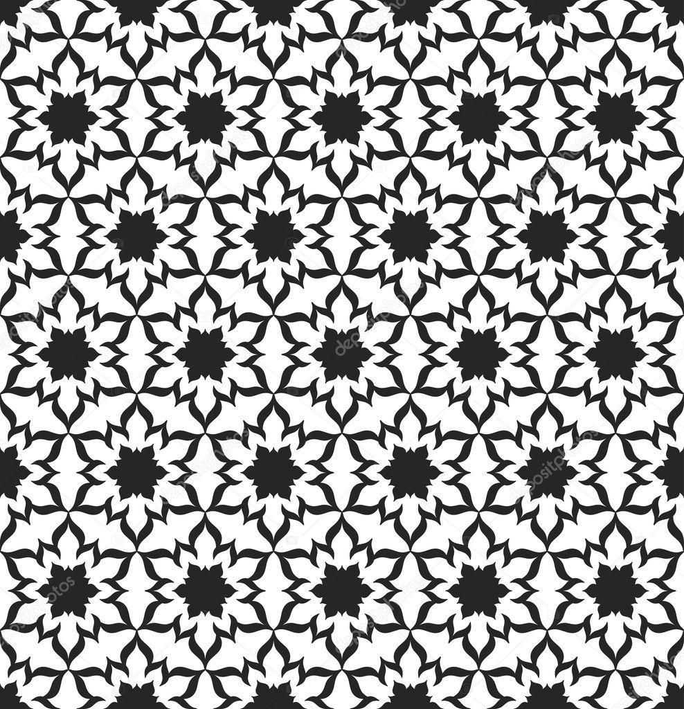 Black and White Seamless Pattern. Decorative Background. 
