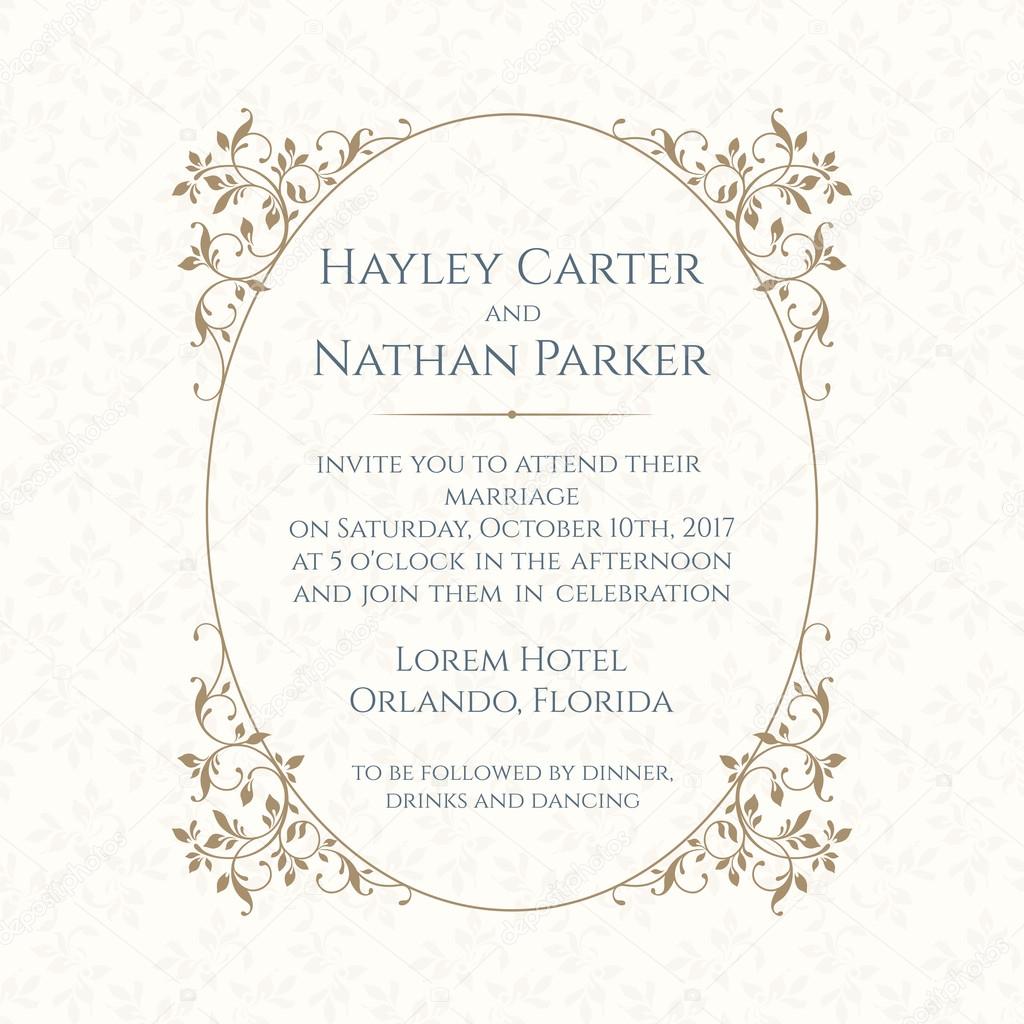 Wedding invitation. Design classic cards. 