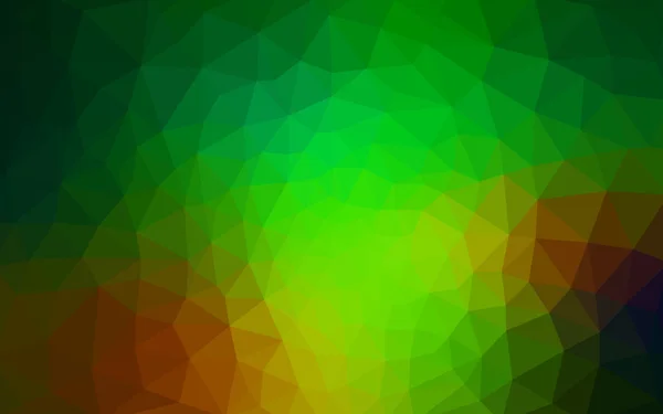 สีเขียวเข้มหลายสี, สีเหลือง, สีส้มรูปแบบการออกแบบหลายเหลี่ยมซึ่งประกอบด้วยสามเหลี่ยมและเกรเดียนในสไตล์โอริกามิ . — ภาพเวกเตอร์สต็อก