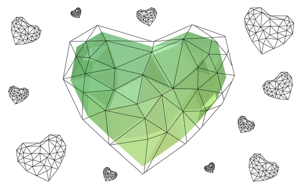緑の中心部の三角形から成るパターンを白い背景上に孤立. — ストックベクタ