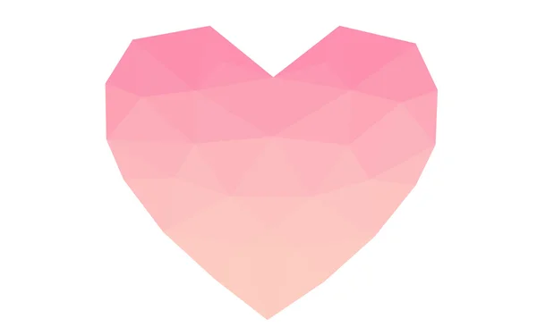 Coração rosa isolado em fundo branco com padrão composto por triângulos . —  Vetores de Stock