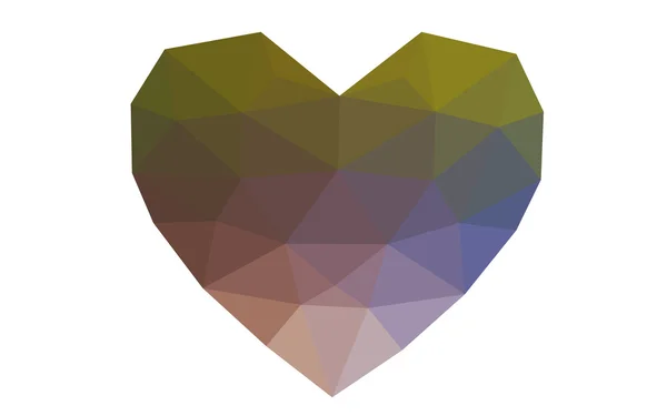 Corazón azul y amarillo aislado sobre fondo blanco con patrón formado por triángulos . — Vector de stock