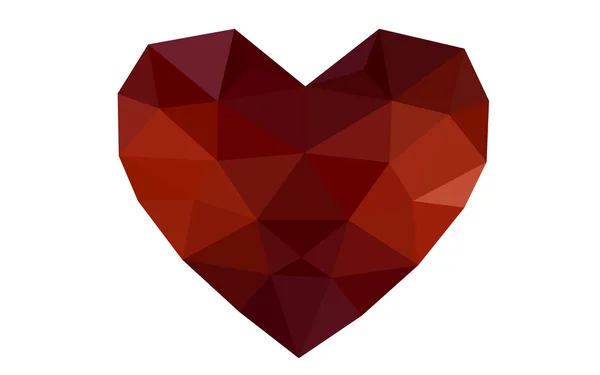 Dark red heart isolated on white background with pattern consisting of triangles. — Stock Vector