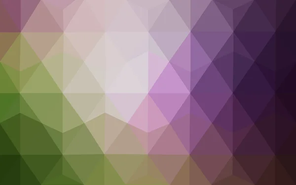 삼각형 및 그라데이션 종이 접기 스타일에서로 구성 된 멀티 컬러 어두운 핑크, 녹색 다각형 디자인 패턴. — 스톡 벡터